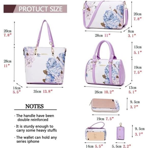 Designer Satchel Tote Handbag for Women - Shoulder Bag with Top Handle - Picture 3 of 6